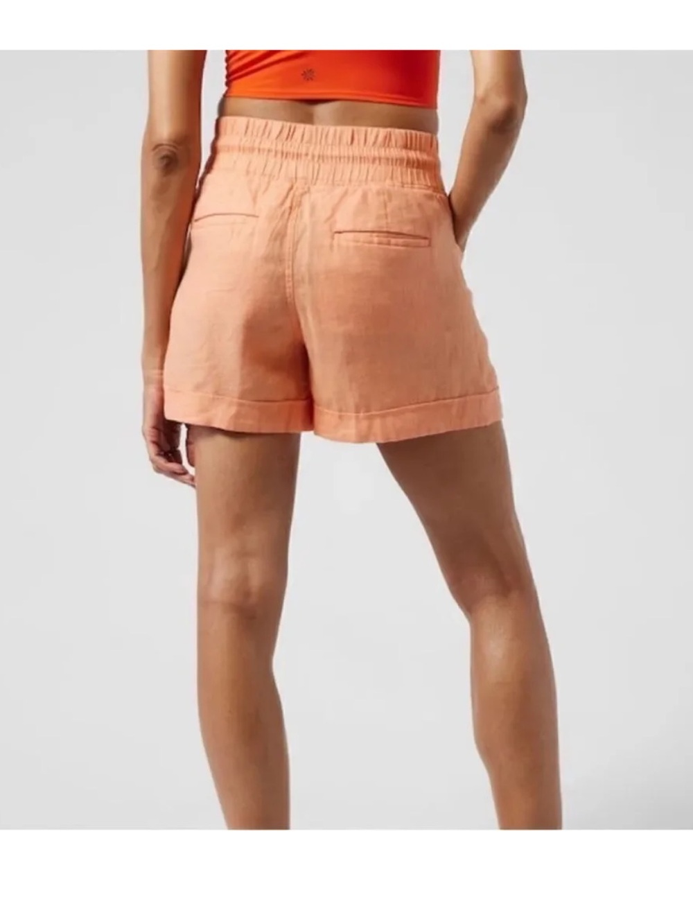 Athleta Cabo 4” Linen Shorts in Cactus Peach Size 12 - Picture 2 of 7